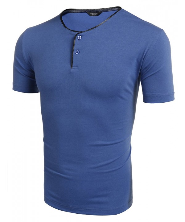 Men's Casual T-Shirt Fashion Short Sleeve V-neck Slim Fit Henley Shirt ...