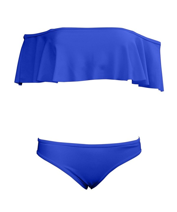 Flounce Bandeau Shoulder Swimming Swimwear