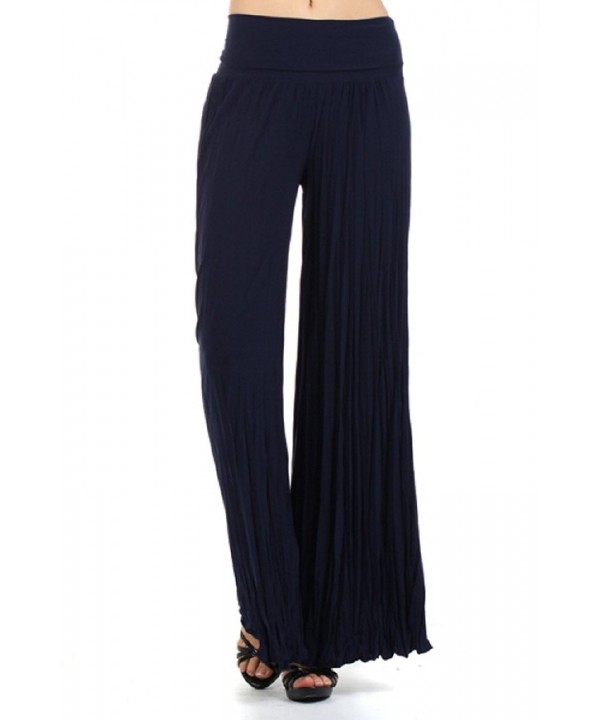 Ever77 Crinkle Pleated Palazzo TP1014MX Navy