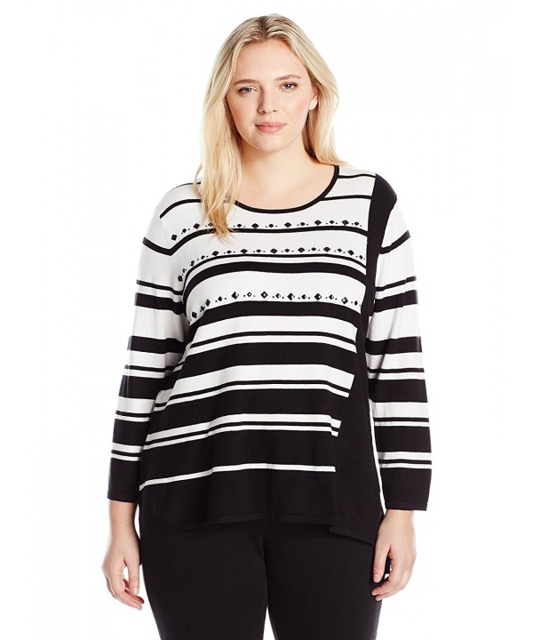Alfred Dunner Striped Assymetrical Sweater