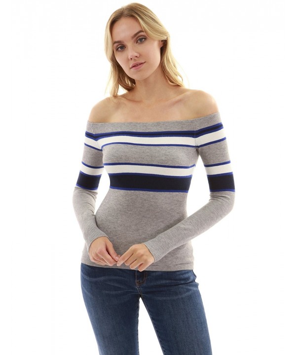 PattyBoutik Womens Striped Shoulder Sweater