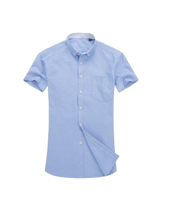 Men's Short Sleeve Slim Fit Solid Button Down Collar Casual Shirt ...