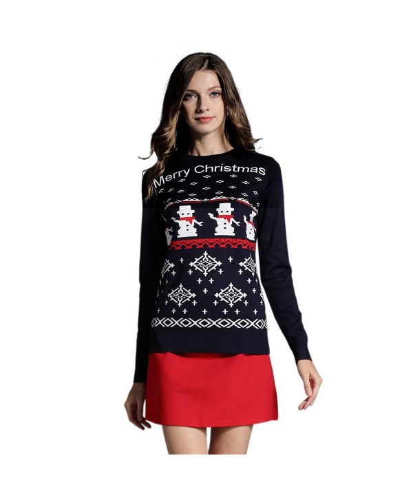Womens Christmas Sweater Crewneck Pullover