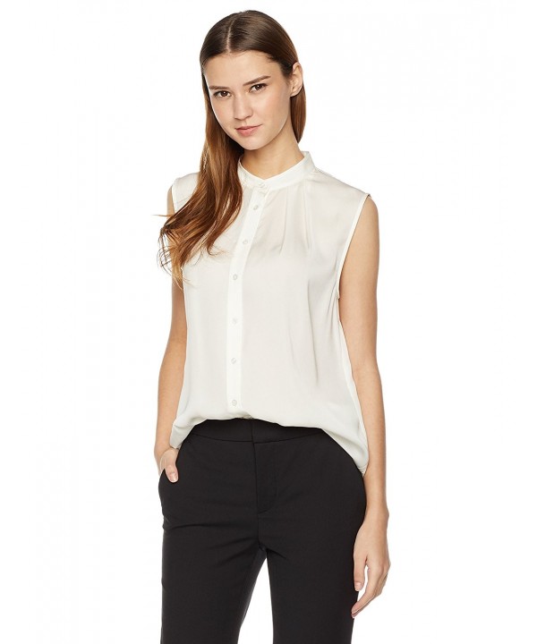 Essentialist Womens Sleeveless Collar Blouse