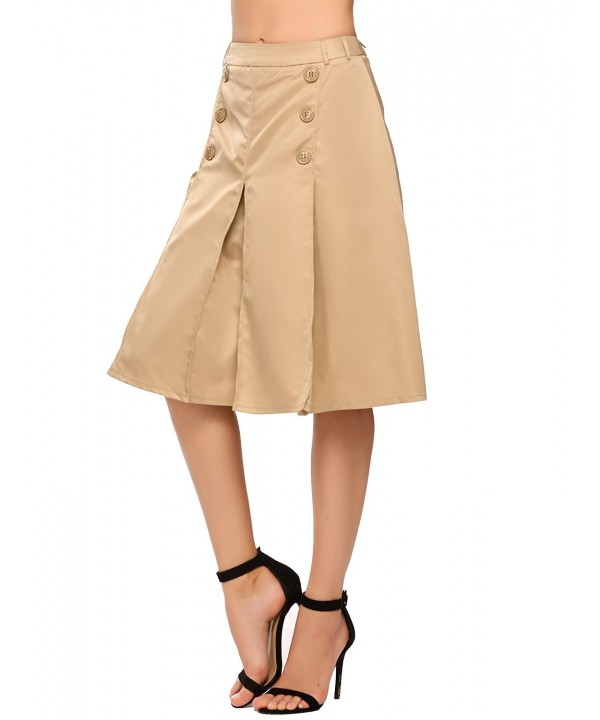 Women's High Waisted Offie Wear Midi Skirt Pleated Formal Skirt With ...
