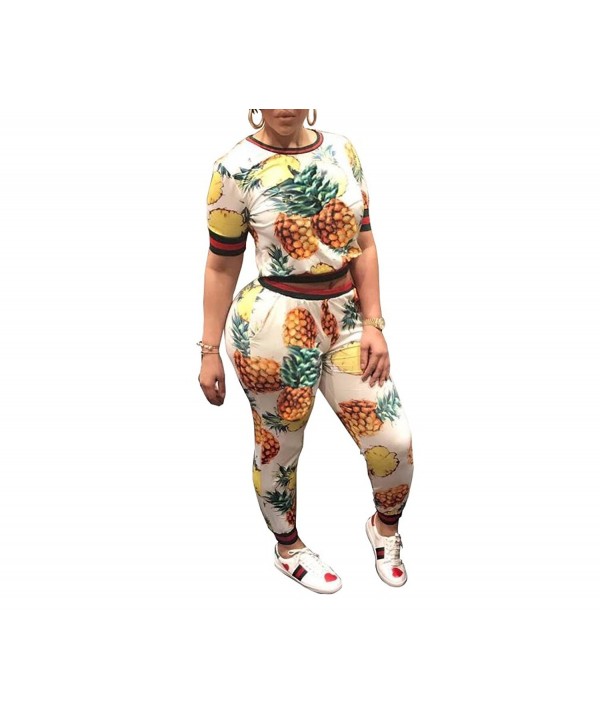 Womens Pineapple Printed Jumpsuit Sleeve