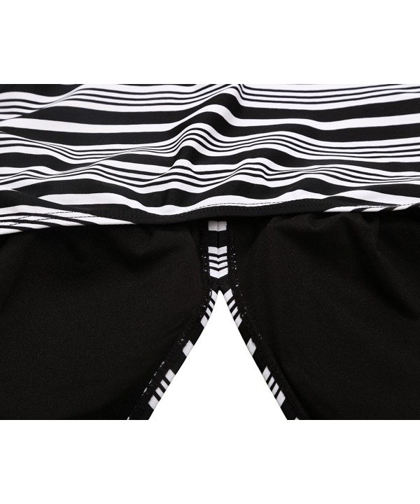 Women's Striped V Neck Halter Top and Black Shorts Tankini Swimsuit Set ...