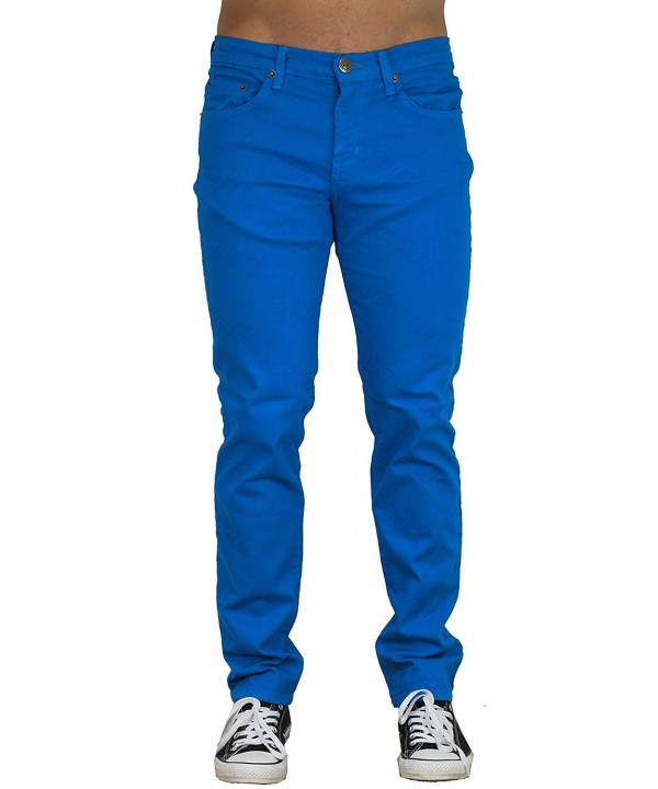 Blu Mens Slim Fit Jeans 20 Colors Soft Stretch Skinny - Royal Blue