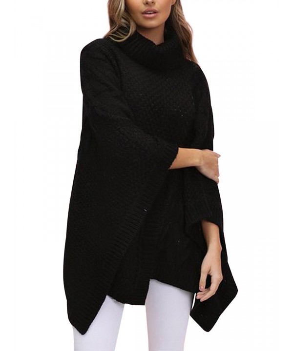 BerryGo Turtleneck Batwing Asymmetric Pullovers