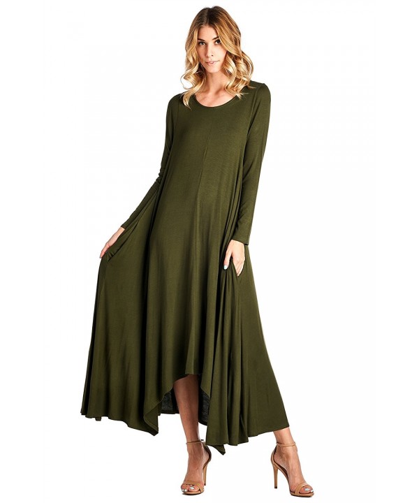 Solid Long Sleeve Pocket Loose Maxi Dress (S-XXXL) - Made In USA ...