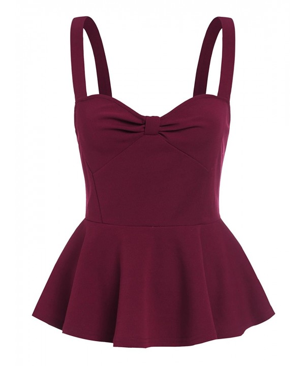 MakeMeChic Backless Camisole Scalloped Bowknot Red