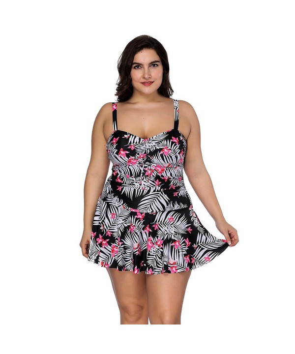 Lover-Beauty Plus Size One-Piece Swimsuit Flounce Falbala Cross Back A ...