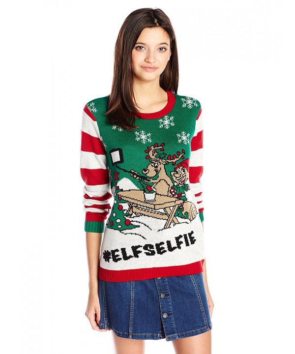 Ugly Christmas Sweater Juniors Selfie Pullover