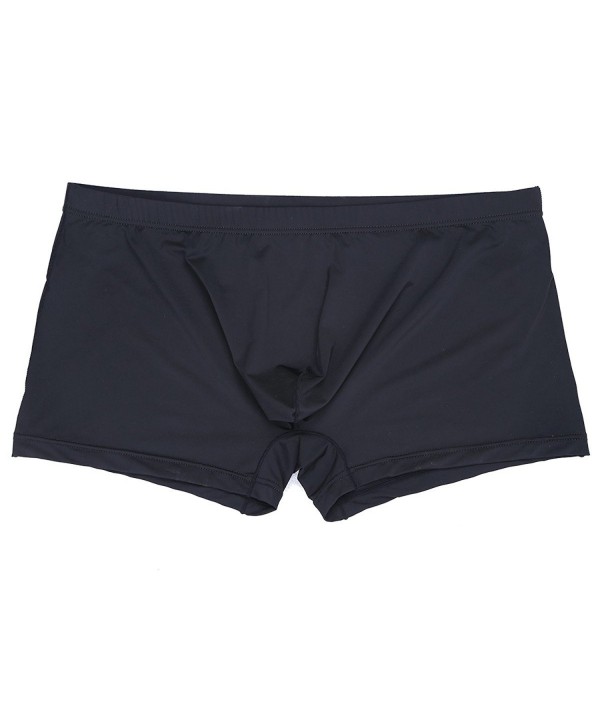Men's Ice Silk Bulge Boxer Briefs Soft Shorts Underwear - Black ...
