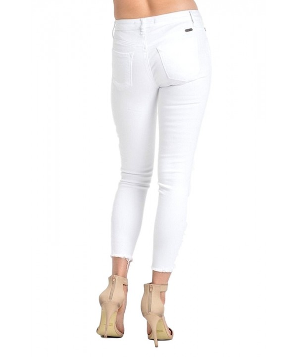 KanCan Women's Mid Rise Skinny Jeans White KC6003WT - White - CR12O3TSUDL