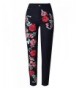 Womens Waisted Embroidered Jeans Black