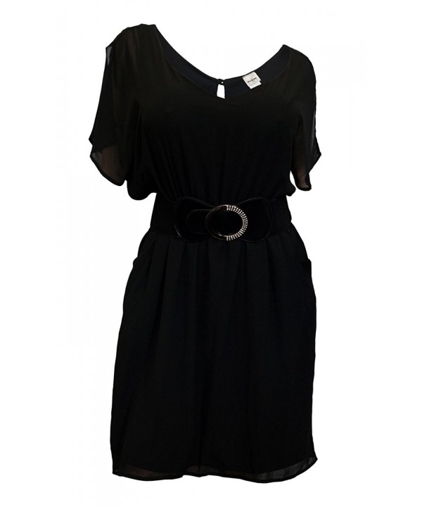 eVogues Split Chiffon Dress Black