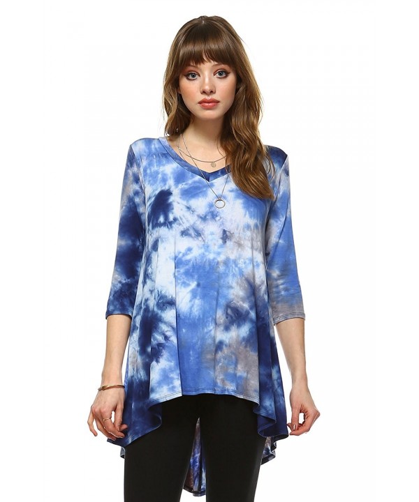 Women's 3/4 Sleeve Tie Dye Tunic Top Made In USA Plus Size Available ...