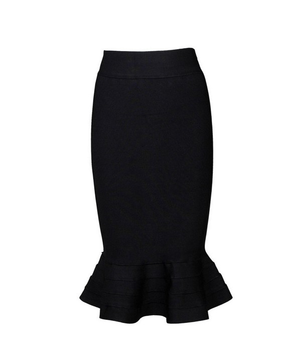 Women's Rayon Bandage Bodycon Mini Skirt 2077 - Black - CM125CC0ODZ