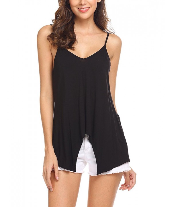 Women's Summer Casual V Neck Pleated Flowy Tank Top With Flare Hem ...