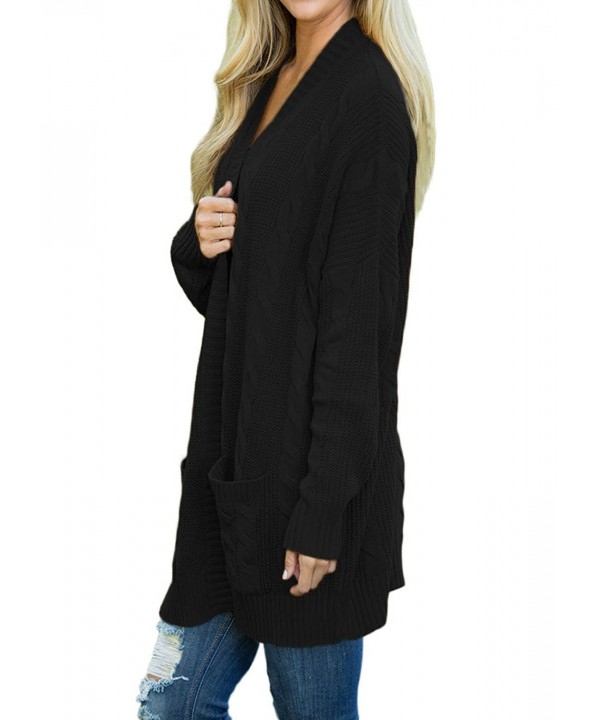 Womens Plus Size Open Front Knit Long Cardigan Sweater With Pockets ...