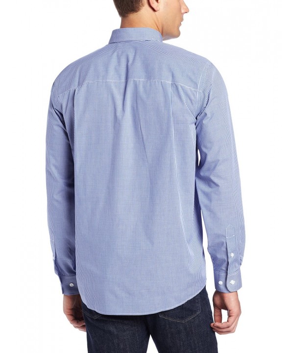 Men's Long Sleeve Epic Easy Care Gingham Shirt - French Blue - CA11EJYRPIF
