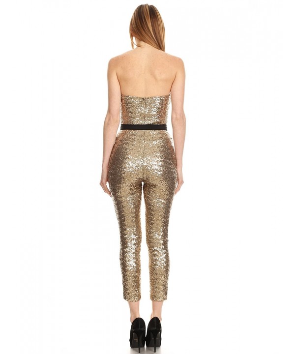 Bianca - Off Shoulder Jump Suit With Waist Tie - Gold - CE182YCUKOX