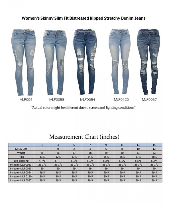 Women's Skinny Slim Fit Distressed Ripped Stretchy Denim Jeans ...