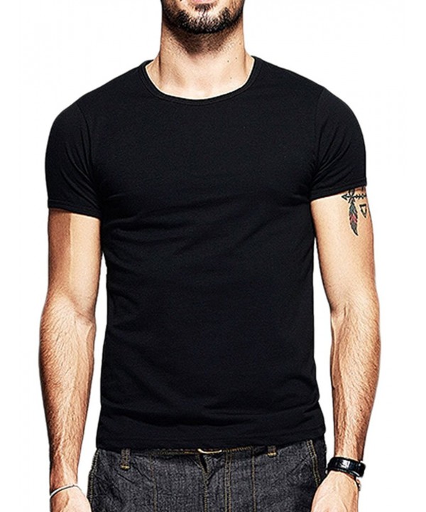 Mens T-Shirts Casual Classic Fit Solid Color Crew Neck Short Sleeve ...