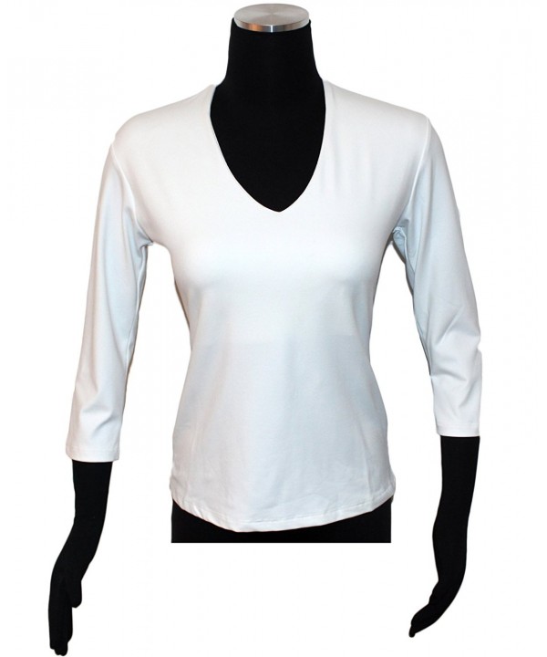 Linda Leal Women's 3/4 Sleeve V-neck X-Large White - CK11WV2LYZR