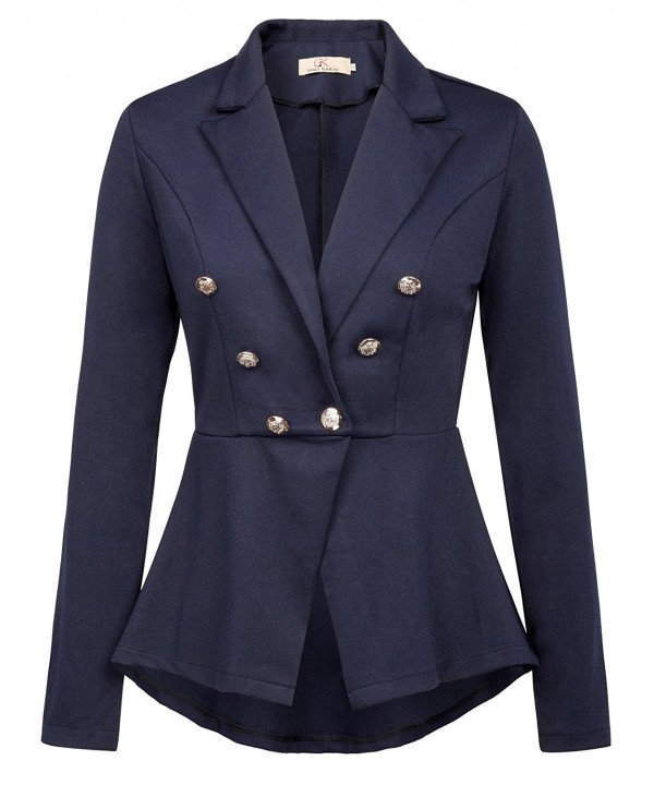 iHENGH Womens Long Sleeve Blazer Ruffles Peplum Button Casual Jacket Coat Outwear 