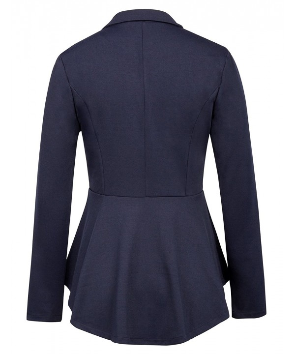 Women's Ruffles Peplum Long Sleeve Office Business Blazer Jacket Coat ...