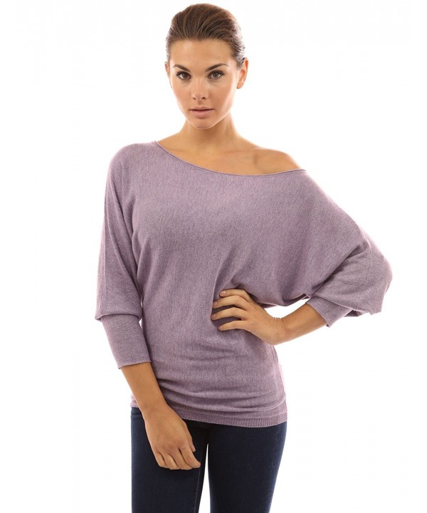 PattyBoutik Shoulder Batwing Sweater Lavender