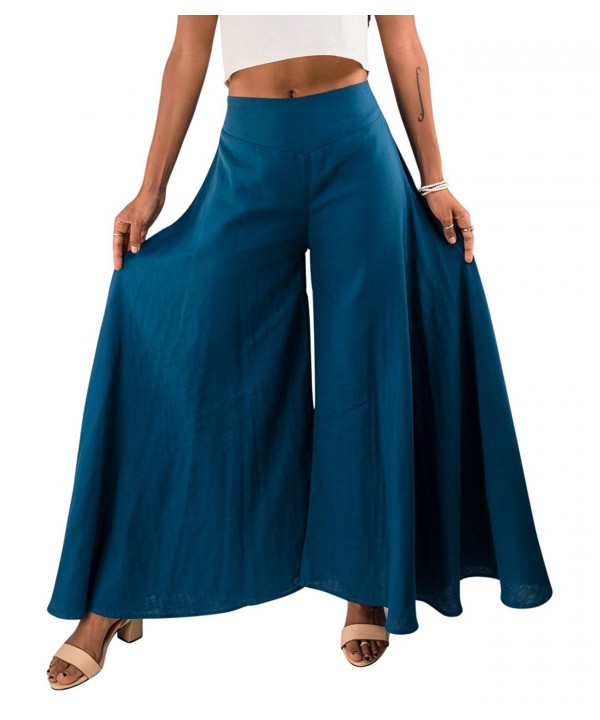 Women S Wide Leg Organic Cotton Palazzo Pants Fair Trade Blue C012o7rct7c