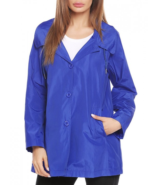Women Long Sleeve Lightweight Waterproof Outdoor Hooded Raincoat Rain ...