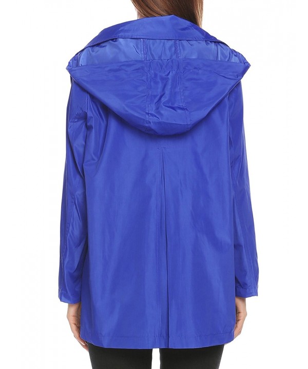 Women Long Sleeve Lightweight Waterproof Outdoor Hooded Raincoat Rain ...