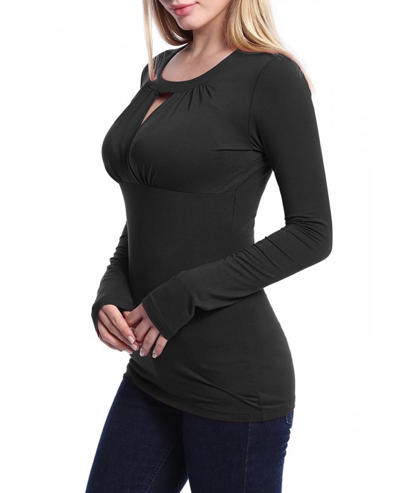 Women Dressy Sexy Cross-front V Neck Long Sleeve Ruched Tunic Blouses ...
