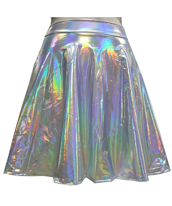 Summer Holographic Waisted Skater silver