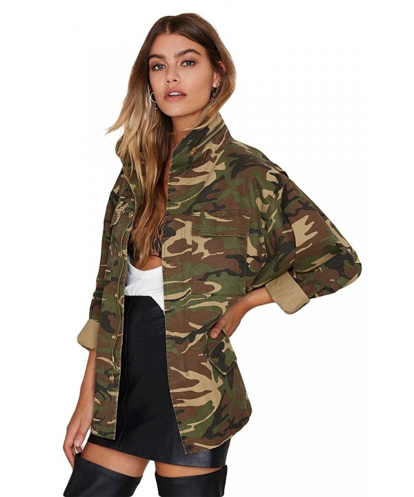 Women`s Military Camo Jacket Zipper Causal Camoflage Utility Coat ...