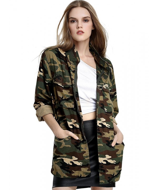 Women`s Military Camo Jacket Zipper Causal Camoflage Utility Coat ...