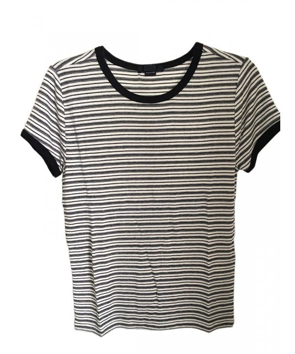 ROOLOLY Womens Sleeve Striped T Shirt