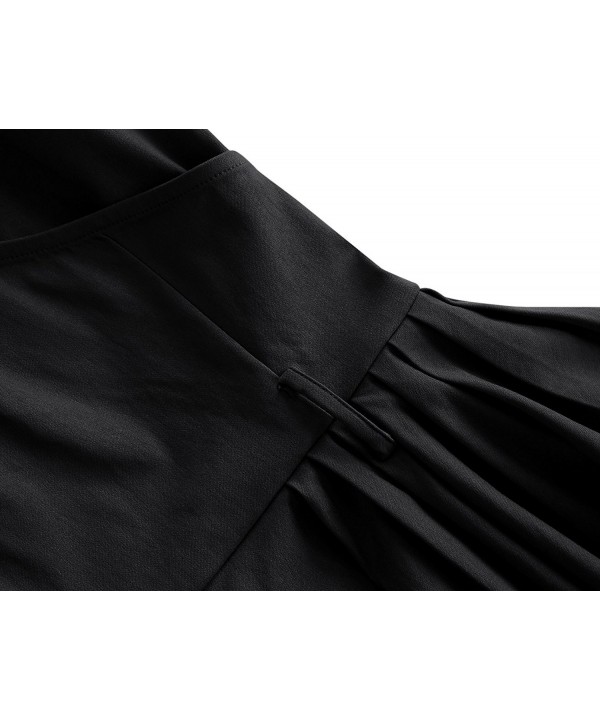 Women's Vintage Retro V Neck Belt Waist Formal Pencil Dress - Black ...