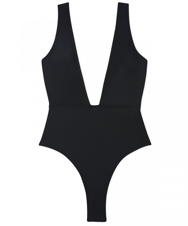 Swimsuit Black Plunge Backless Swimwear