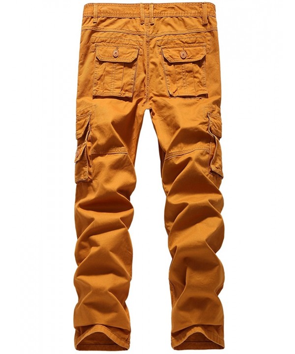 Men's Straight Fit Twill Cargo Pants - Yellow - C812D7NSR8P