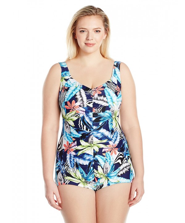 Maxine Hollywood Womens Shirred Swimsuit