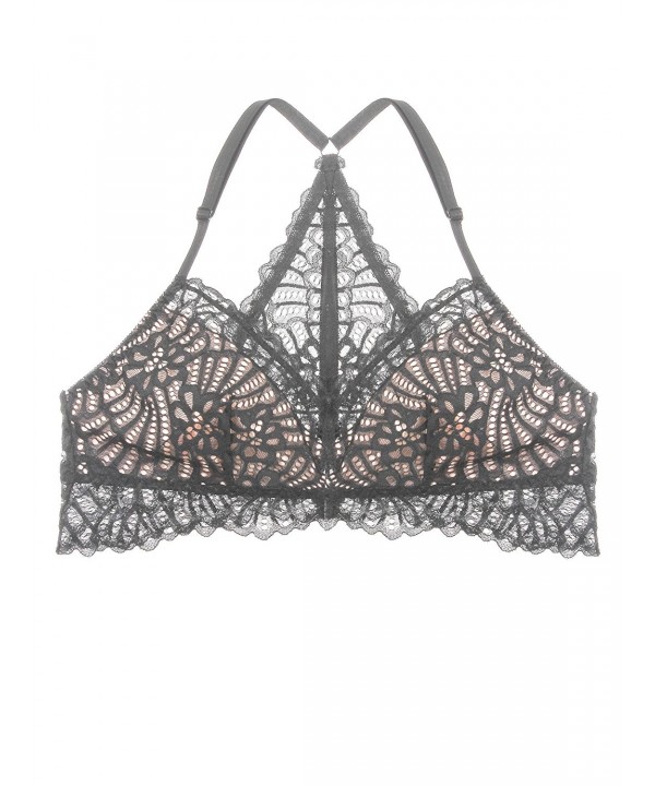 Women's Casual Floral Lace Strappy Racerback Overlayed Bralette Top ...