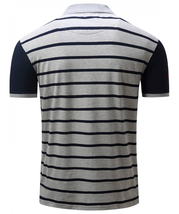 Men's Cotton Short Sleeve Polo Shirts - 626 Grey & Dark Blue - CH182WIOW9C
