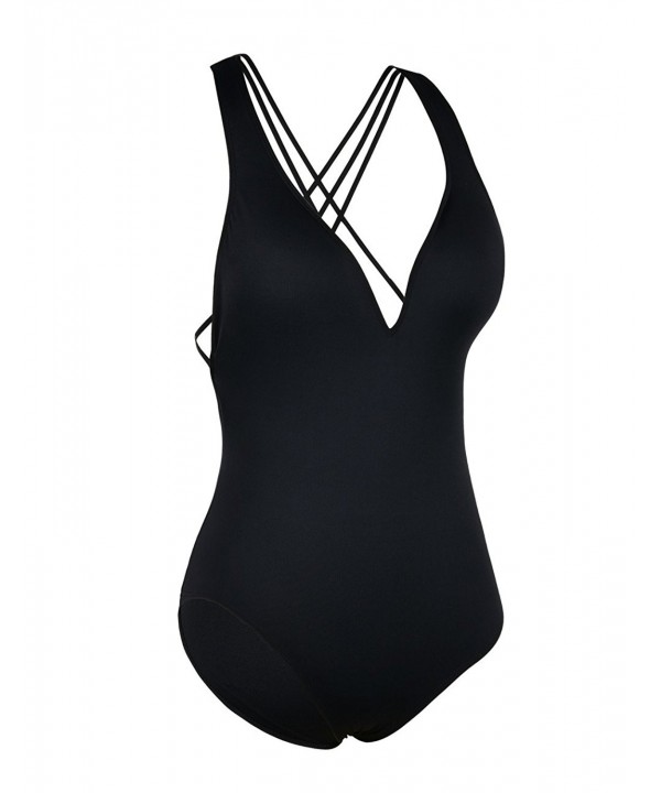 Women's Strappy Swimwear One Piece Bikini Swimsuits Blackless Monokinis ...