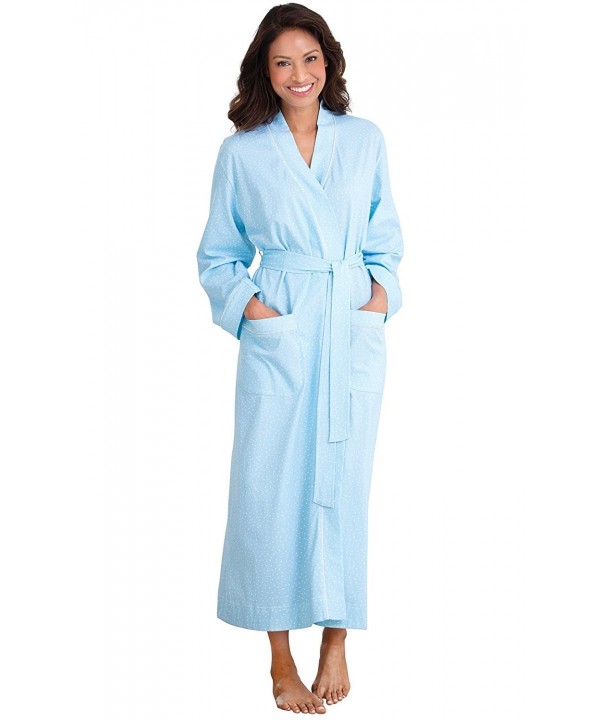 100% Cotton Pin Dot Robe for Women - Blue - CF12G0EC8OH