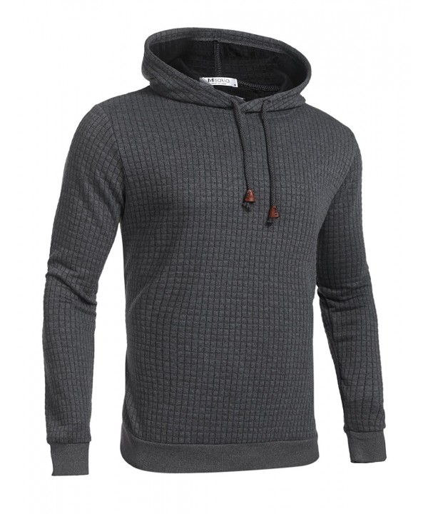Men's Pullover Hoodie Square Pattern Quilted Long Sleeve Hooded ...